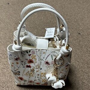 Aldo White Floral Tote Bag